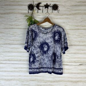 Classic Indigo Paisley Bleached Out Tiedye Loose Tee